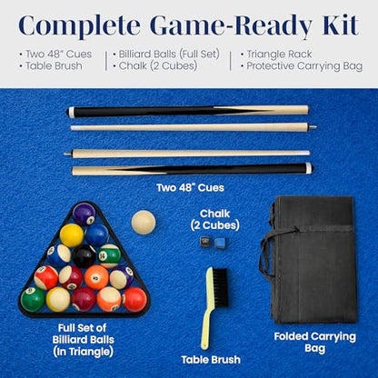 Hathaway Fairmont Folding Pool Table for Family & Home Use Includes Full Set of Billiard Balls, Cues, Chalk, Triangle and Carrying Bag, Portable Space-Saving Table