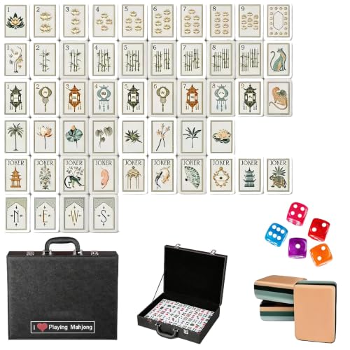 4-Layer American Mahjong Set, 160 Pcs Premium Acrylic Mahjong Tiles, 1.42 Inch Mahjong Tile Set with Carrying Case & 5 Dice, Portable for Home Travel Party Adults Gift (White Lotus) - color: White Lotus