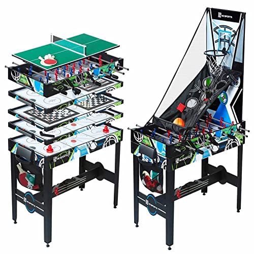 MD Sports 48" 12-in-1 Multi-Game Combo Table w/Air Hockey, Basketball, Foosball & More