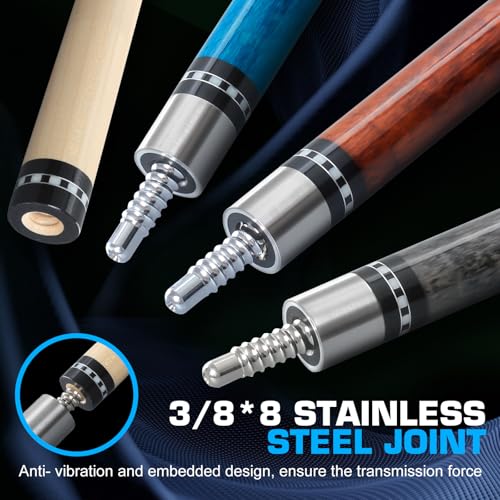 Banly Pool Cue Stick - 58" Canadian Maple Pool Cue 12.5mm Low Deflection Pool Stick Piano Lacquer Finish Professional Cue Stick - color: Ocean Burl-Wood Shaft