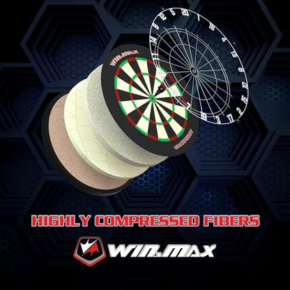 WIN.MAX Dart Board - Bristle Steel Tip Dartboard for Adults Bristle Steel Tip Dart Board Set with 12 Darts Metal - style: Dartboard and Cabinet Set