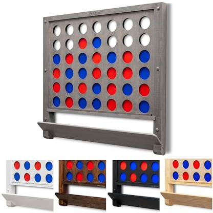 GoSports Wall Mounted Giant 4 in a Row - Jumbo Four in a Row with Coins - Gray Stain - color: Gray Stained