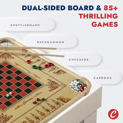 Carrom Board Game Set — Large Board Games for Adults & Children — Over 85 Board Games for Family Game Night — All in One Board Game Set