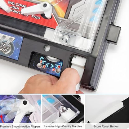 Table Top Pinball Machine, Interactive Arcade Game for Family Fun - with Lights Sounds, Electronic Desktop Ball Shooting Toy, Ideal Gift for Kids Adults Birthday Christmas