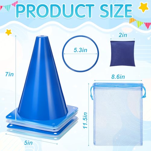 37 Pcs 3 in 1 Carnival Ring Toss Game Set Soft Plastic Cones Bean Bags Ring Toss Game with Mesh Bag for Baby Shower Birthday Carnival Classroom Indoor Outdoor Yard Supplies
