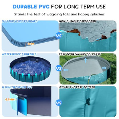 47'' Foldable Dog Pet Bath Pool, Heavy Duty Non-Slip Kiddie Pool, Plastic Pet Wading Pool for Puppy Small Medium Large Dogs, Indoor and Outdoor Kids Pet Dog Bathtub - size: L - 47*12 IN - 90 Gal