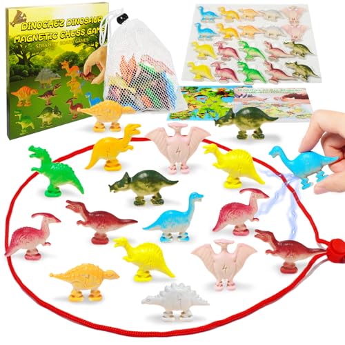 Dinochez Dinosaur Chess Game, 20Pcs Dinosaur Stones with Portable Storage Bag & Map, Strategy Board Game for Kids Ages 3-8, Family Game Night Toy, Valentines Easter Stocking Stuffers Party Favors