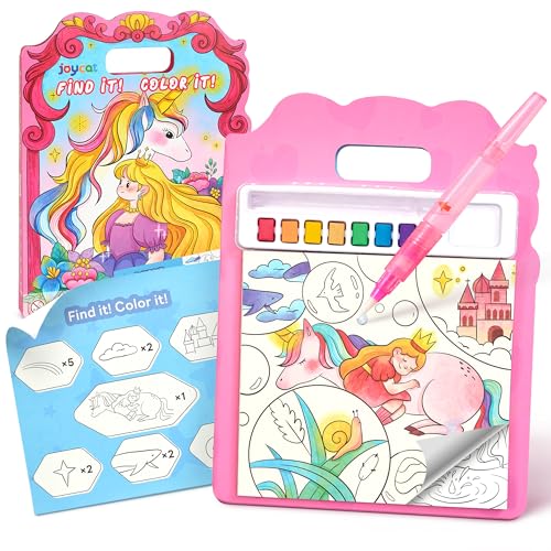 JoyCat Find & Color Paint with Water Coloring Books for Toddlers, Educational Seek and Find, No Mess Art & Craft Toy, Fun Learning Activity for Kids Ages 3-5 4-8, Gift for Girls Boys (Magical Pony) - style: Magical Pony