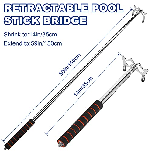 Skylety Retractable Pool Bridge Stick, Billiards Cue Bridge with Metal Head, Screw Thread Removable Head, Billiards Cue Accessory for Pool Table