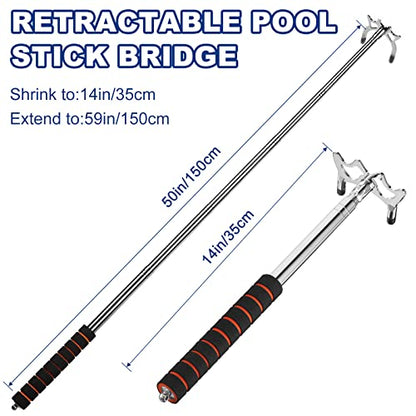 Skylety Retractable Pool Bridge Stick, Billiards Cue Bridge with Metal Head, Screw Thread Removable Head, Billiards Cue Accessory for Pool Table