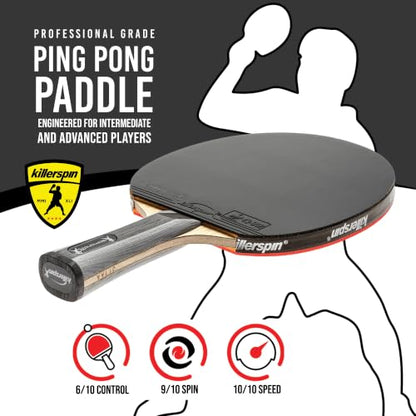 Killerspin Diamond TC Ping Pong Paddle, Advanced Table Tennis Paddle, Memory Book Paddle Case, Red/Black - style: Flared
