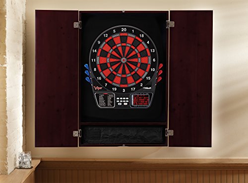 Viper Metropolitan Solid Wood Cabinet & Electronic Dartboard Play-Ready Bundle - color: Mahogany, style: Deluxe Set