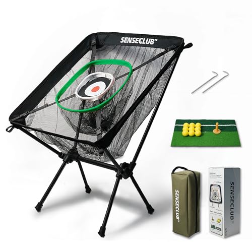 SENSECLUB Foldable Chipping Net & Floating Green, Indoor Golf Practice Chipping Target, Backyard Golf Game & Gifts - style: Pro Net +Mat +Balls