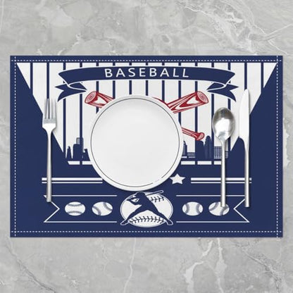 Erosebridal Baseball City Table Mats Sports Player Place Mats Set of 4,Baseball City Place Mat,Los Angeles Placemats, Wipeable Oil Proof - color: Blue, Los Angeles