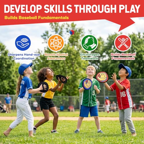 Toss and Catch Ball Game Set for Kids - Easy to Use Sticky Balls& Beginner Baseball Glove, Outdoor Games Toy for Family Beach Yard Pool Camping, Fun Gifts for Boys& Girls Ages 3 4 5 6 7 8-12 Years Old