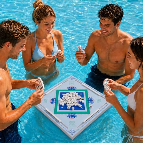 19x19 Inches Mahjong Floating Game Table for Pool Adults Pool Games Tray for Mah Jong Card Games Dominoes Poker Floater Tables for Indoor Outdoor Swimming Pool Hot Tub Lake(Blue Green) - style: Blue Green