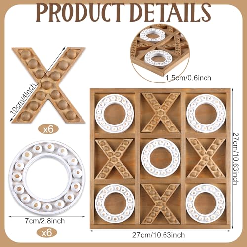 Tic Tac Toe Game 10.6 Inch Rustic Wood Board Game Coffee Table Games Tic Tac Toe Table Decor for Family Adults Travel Outdoor