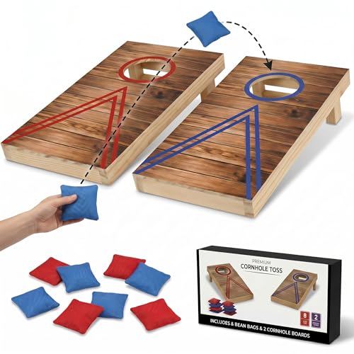Mini Cornhole Set for Adults, Tabletop Bean Bag Toss Game with 2 Wooden Boards and 8 Bean Bags, 10.12 x 5.71 in Desktop Cornhole Game for Office, Home, Game Night, Party Gift