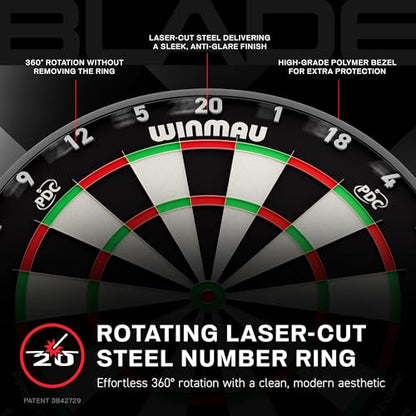 WINMAU Professional Bristle Dartboard - PDC Tournament Board with Official Tournament Specifications - Available in Blade 6 Single, Dual, Triple Core & Blade X Generations