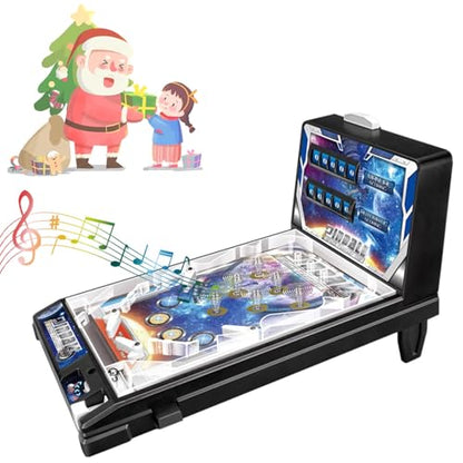 Tabletop Pinball Machine Mini Electronic Pinball Ball Shooting Game with LED Lights Sounds and Digital Scorer Retro Desktop Pinball Toy for Kids Adults