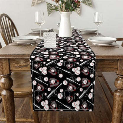 Feelyou Kids Baseball Table Runner, 13"x 71" Sports Theme Table Runners for Table Dresser Runner Cartoon Ball Game for Dinning Kitchen Party Holidays Home Decoration - size: 13" x 72"