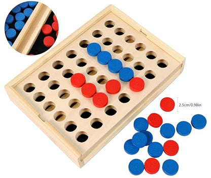 TOWO Wooden 4 in a Row Game - Classic Strategy Game for Adults Children-Connect The 4 Discs of Same Colour in a Row - Travel Games Family Board Games Toys Gift for 6 Years Old Kids Boys Girls Adults