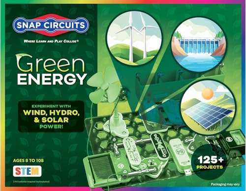 Snap Circuits Green Energy Electronics Exploration Kit | Over 125 Exciting STEM Projects | Full Color Project Manual | 45+ Snap Circuits Parts | STEM Educational Toys for Kids 8+ - style: Green Energy