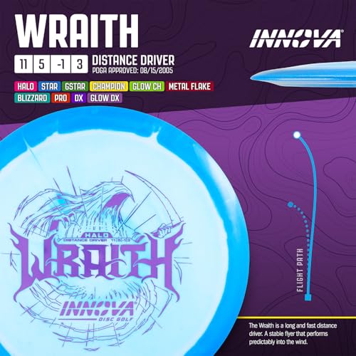 Innova Halo Star Wraith Disc Golf Distance Driver – Long and Fast Disc Golf Driver (Colors Will Vary) - size: 151-159g