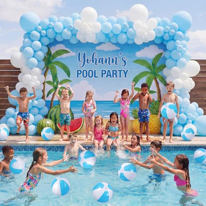 MiniInflat 24 Set End of Year Classroom Students Gifts from Teacher 10 Inch Inflatable Beach Balls Bulk Jumbo Big Beach Balls for Kids Summer Swimming Party Favor Water Games Supplies - color: Blue,White