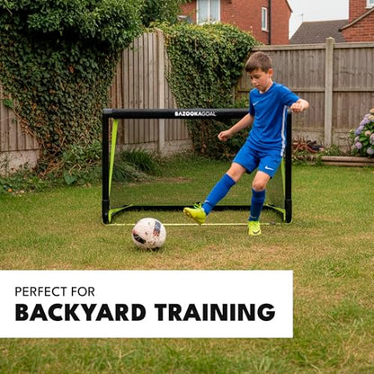 BazookaGoal Original Solid Frame Pop Up Goal - Folding Mini Soccer Goal for Kids and Adults - Portable Goal Post - Easy to Set-up & Steady - Single Unit (1 Goal Included) - size: 6 x 3 ft, style: Aluminum Silver White