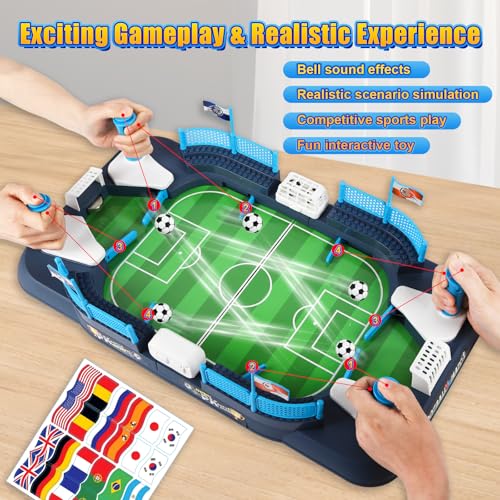 Mini Soccer Board Game for Kids 3-12, Foosball Table Toy for Age 4-8, Pinball Machine Toys for Boys 5-10 Years Old, Interactive Indoor Action Game with 6 Balls for Birthday Gift