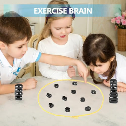 Magnet Game with 32 Stones, Magnetic Chess Game with String, for Family & Party & Travel & Camping, Puzzle Strategy Games