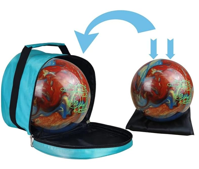 BALIKEN Bowling Single Tote Bag, Durable, Compact and Stylish Durability Easy to Carry Holds One bowling ball - color: Teal/Grey/X