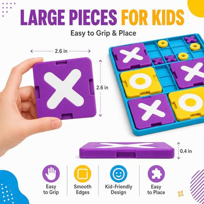 Upgraded 3D Tic-Tac-Toe Board Game for Kids & Adults - Montessori STEM Mind & Logic Brain Teaser, Fun Family Interactive Tabletop Party Game, Ideal Gift for Boys & Girls Ages 3+