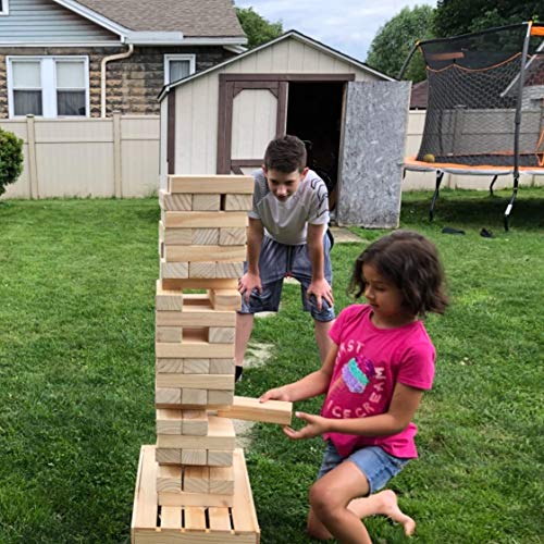 PetGirl Giant Tumble Tower 54PCS - Jumbo Wooden Stacking Game Over 4 FT for Kids Adults Family, Premium Pine Outdoor Yard Game for BBQ, Party, Camping