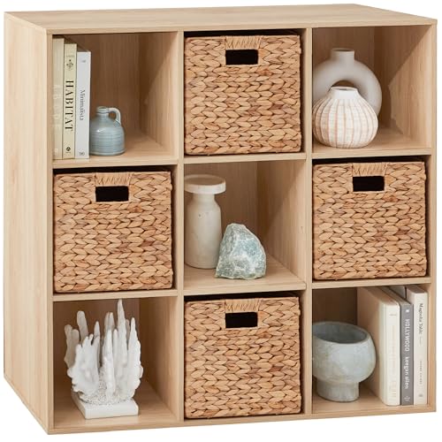 Best Choice Products 9-Cube Storage Organizer, 11in Shelf Opening, Bookcase, Display Shelf, Customizable w/ 3 Removable Back Panels - Light Oak - color: Light Oak, size: 9-Cube, 11in Shelf Opening, No Legs