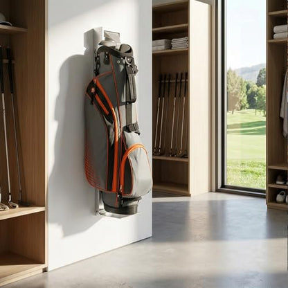 Wall Mount Golf Bag Storage Rack with Air Spring Sliding System, Heavy Duty Golf Bag Wall Mount Organizer for Garage, Space Saving Golf Bag Stand Holder for Clubs, Home & Basement Storage