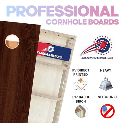 Wood Grain Series - Premium Cornhole Boards w Cupholders and a Handle - Includes 2 Regulation 4' x 2' Cornhole Boards w Premium Birch Plywood and 8 Cornhole Bags - style: 1379