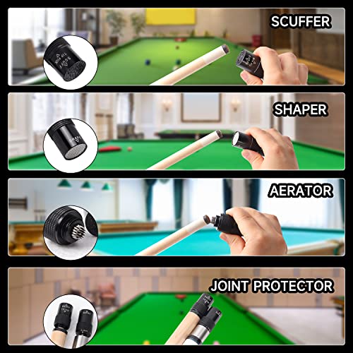 GSE Games & Sports Expert Billiard Pool Cue Tip Tool, Stick Scuffer/Shaper/Aerator/Joint Protector Tool, Billiard Accessories - style: 3-in-1 Tool with 5/16-18 Joint Protector