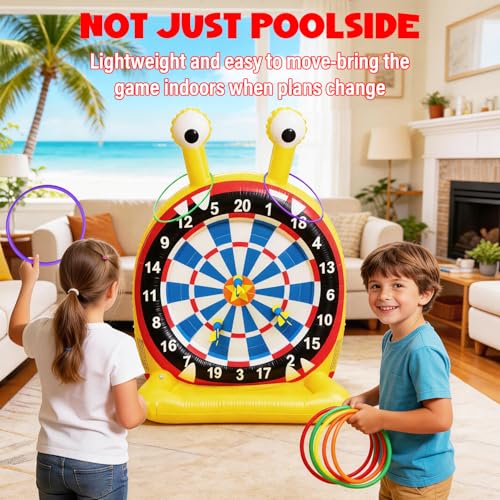 Inflatable Monster Dart Board Pool Games, Pool Floats Water Game for Beach Yard, 2-in-1 Pool Toys with Throwing & Ring-toss Games, Summer Water Toys for Kids, Teens & Adults - size: 33.5"