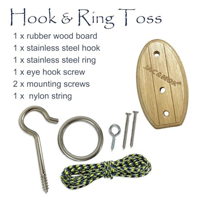 Hook and Ring Toss Game Swing Game DIY Kit -Stainless Steel Ring, Polyester Rope and Hardware - style: short board -green 1