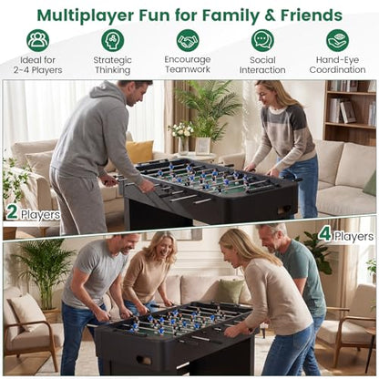 Goplus Foosball Table, 47" Competition Full Size Soccer Game Table with 22 Players, 2 Balls, Home Arcade Football Table Set for Adults, Family Nights, Game Rooms, Parties - color: Black