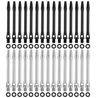 KALIONE 30 Packs Dart Shafts for Steel Tip, Aluminum 2ba Thread Dart Accessories 45 Mm/48 Mm Dart Shafts Replacement Kit with Rubber O Rings for Darts Sharpener Flights Sports