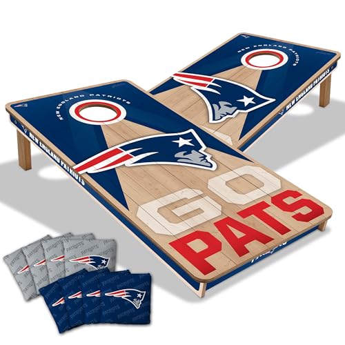 YouTheFan NFL 2' x 4' Slogan Series Professional Wood Cornhole Game with Logo Bags - color: New England Patriots