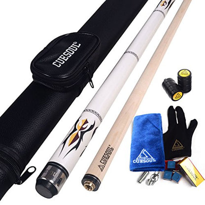 CUESOUL SOOCOO Series 58" 19oz Maple Pool Cue - color: White+CASE, size: 11.5mm
