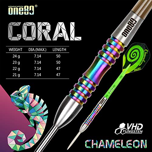 ONE80 90% Tungsten Steel Tip Darts Sets Chameleon, Night Hunter Professional Darts Set - style: CR 21g