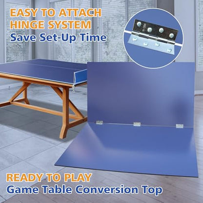 7/8/9ft Mid-Size Ping Pong Conversion Top with Net Set for Billiard and Pool Tables - Regulation Top Converts Billiards into Ping Pong Table Blue/Green/Black - color: Blue, size: 9 Ft