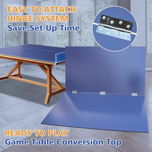 8ft Blue Mid Size Ping Pong Conversion Top Foldable Portable Table Tennis Table Top for Indoor Games