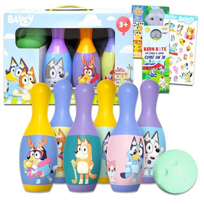 Bluey Bowling Set for Kids - Playset Bundle with Bluey Bowling Toys Games Activities with Stickers, More | Bluey Outdoor Games for Boys, Girls
