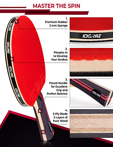 Professional Ping Pong Paddle with ITTF Rubber and Carrying Case | Table Tennis Racket with Speed 99, Spin 93, Control 90, Improves Accuracy and Consistency - color: Single Paddle